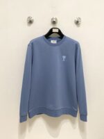 原單AMI Pairs藍色經典款愛心氣質流行百搭休閒圓領衛衣