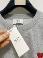 原單AMI Pairs灰色經典款愛心氣質流行百搭休閒圓領衛衣