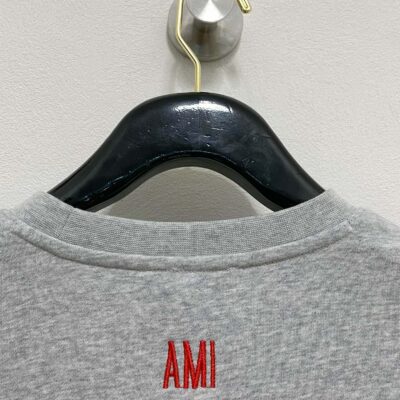 原單AMI Pairs灰色經典款愛心氣質流行百搭休閒圓領衛衣
