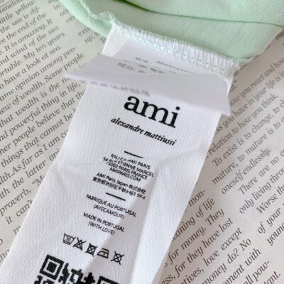 頂級AMI Pairs淺綠色經典款愛心氣質流行百搭休閒圓領短袖T恤