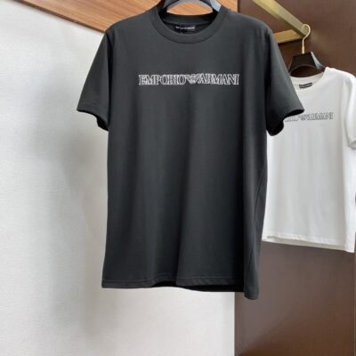 頂級Emporio Armani阿瑪尼春夏新款黑色男士短袖T恤