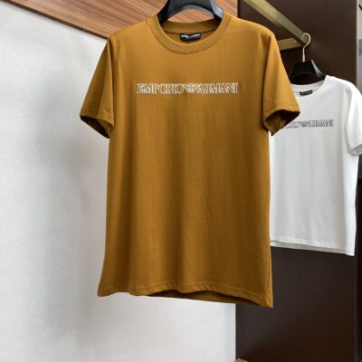 高仿Emporio Armani阿瑪尼春夏新款姜黃色男士短袖T恤