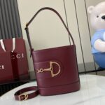 復刻GUCCI古驰棗紅色斜挎水桶包833665