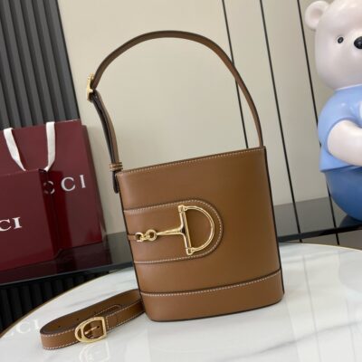 復刻GUCCI古驰棕色斜挎水桶包833665