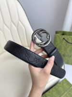 高仿皮帶古馳GUCCI Signature壓花皮帶