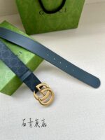 復刻古馳GUCCI新款石青灰底GG Supreme皮帶3.8cm