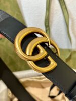 高仿皮帶古馳GUCCI新款花紋接皮腰帶4.0cm