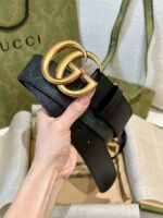 高仿皮帶古馳GUCCI新款花紋接皮腰帶4.0cm
