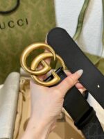 高仿皮帶古馳GUCCI新款花紋接皮腰帶4.0cm