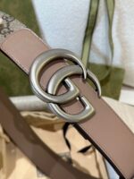高仿皮帶古馳GUCCI新款銀扣花紋接皮腰帶4.0cm