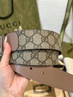 高仿皮帶古馳GUCCI新款銀扣花紋接皮腰帶4.0cm