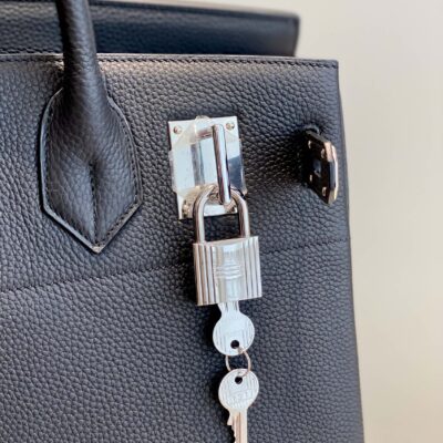 高仿包包Hermes愛馬仕新款Birkin HAC 38CM黑色銀扣手提包