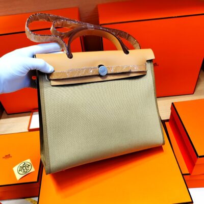 高仿包包Hermes愛馬仕bag 31cm​經典帆布包外縫款​風衣灰