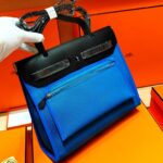 頂級Hermes愛馬仕bag31cm​經典帆布包外縫款​​水妖藍