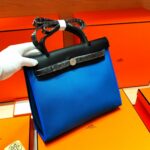 頂級Hermes愛馬仕bag31cm​經典帆布包外縫款​​水妖藍