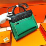 高仿網站Hermes愛馬仕bag31cm​經典帆布包外縫款​​竹子綠