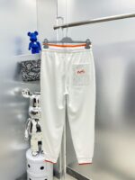 高仿衣服愛馬仕Hermes百搭時尚運動休閒褲白色