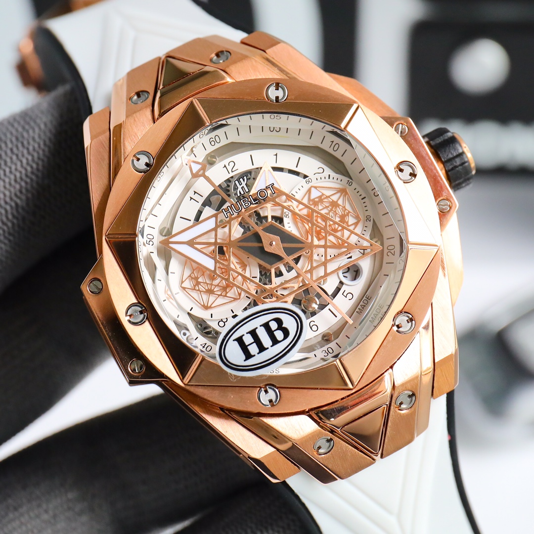 復刻HUBLOT宇舶新Big Bang Sang Bleu II刺青玫瑰金腕錶