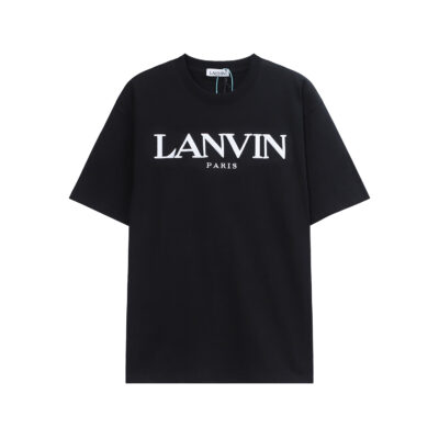 復刻LANVIN浪凡成毅同款短袖繡花logo字母T恤圓領上衣男女款