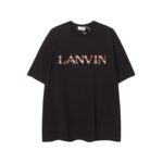 原單LANVIN浪凡新品成毅同款簡約重工刺繡LOGO T恤