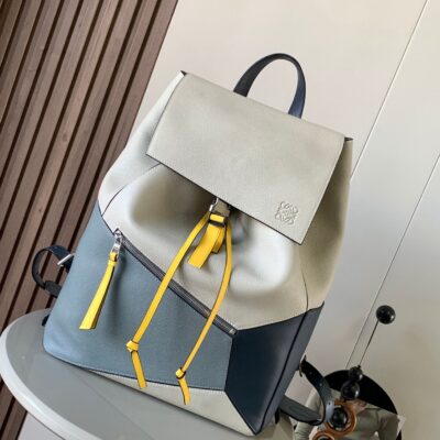 原單LOEWE羅意威puzzle Backpack米白拼色雙肩包9031