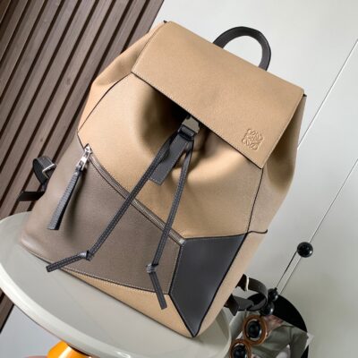 高仿LOEWE羅意威puzzle Backpack杏色雙肩包9031