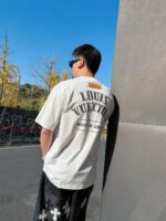 原單LV新款品牌logo重工藝設計白色短袖圓領T恤