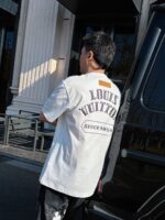 原單LV新款品牌logo重工藝設計白色短袖圓領T恤