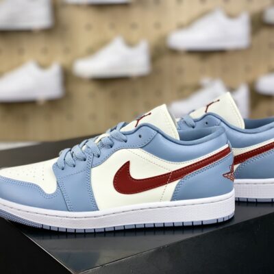 高仿精品Nike Air Jordan 1 Low"Blue Grey Dune Red"AJ1鞋