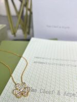 原單VCA梵克雅寶Cleef & Arpels滿鑽三花系列項鍊