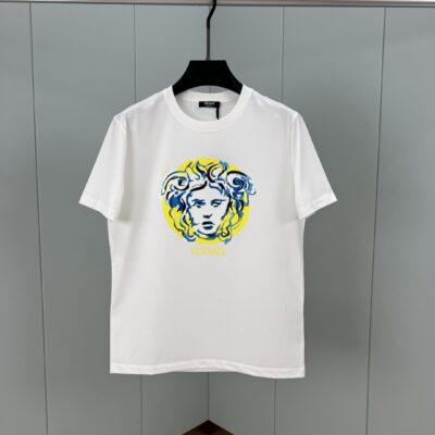 原單Versace凡賽斯新品Painted Medusa印花標識白色短袖T恤