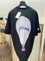 高仿Celine賽琳2025FW春夏系列旅行熱氣球直噴印花重磅純棉T恤