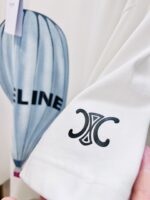 復刻Celine賽琳春夏系列旅行熱氣球直噴印花重磅純棉白色T恤