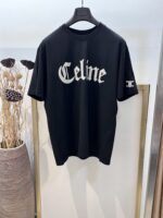 高仿Celine賽琳刺繡配以經典凱旋門印花黑色半袖T恤