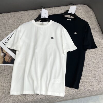 高仿Celine賽琳經典款凱旋門Logo小標刺繡短袖Tee