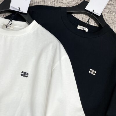 高仿Celine賽琳經典款凱旋門Logo小標刺繡短袖Tee