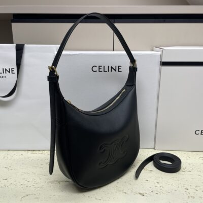 復刻Celine賽琳黑色小號HELOÏSE TRIOMPHE牛皮革手袋117253