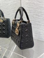 復刻Dior迪奧黑色Lady最新翻蓋羊皮五格托特包