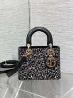高仿Dior Lady女士黑色串珠手提包