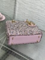 一比一Dior Lady暗粉色女士串珠手提包