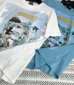 高仿服飾Fendi芬迪卡通動物園印花logo字母圖案T恤