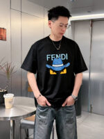 高仿Fendi芬迪25SS黑色短袖T恤LOGO印花短袖