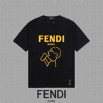 高仿Fendi芬迪25SS黑色短袖T恤LOGO印花短袖男女同款