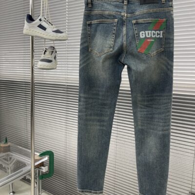 高仿gucci古馳2025歐洲專櫃新款数位印花牛仔褲