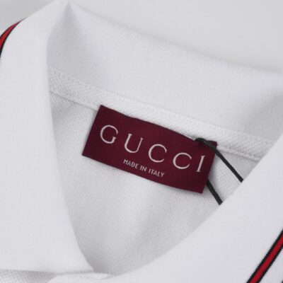 原單gucci古馳新款白色翻領POLO衫