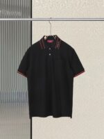 高仿衣服gucci古馳新款黑色翻領POLO衫