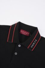 高仿衣服gucci古馳新款黑色翻領POLO衫
