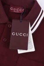 原單gucci古馳2025SS新款酒紅色領子撞色設計POLO衫