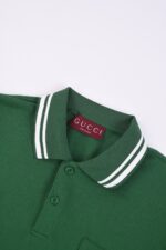 復刻gucci古馳2025SS新款綠色領子撞色設計POLO衫