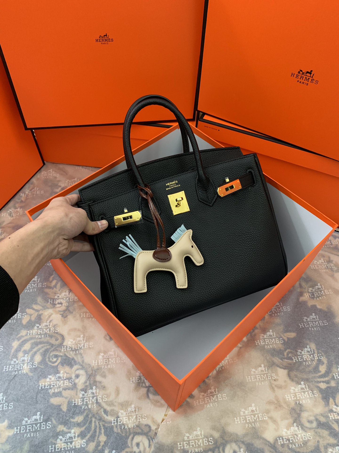 頂級Hermes愛馬仕黑色金扣Birkin鉑金包TOGO皮